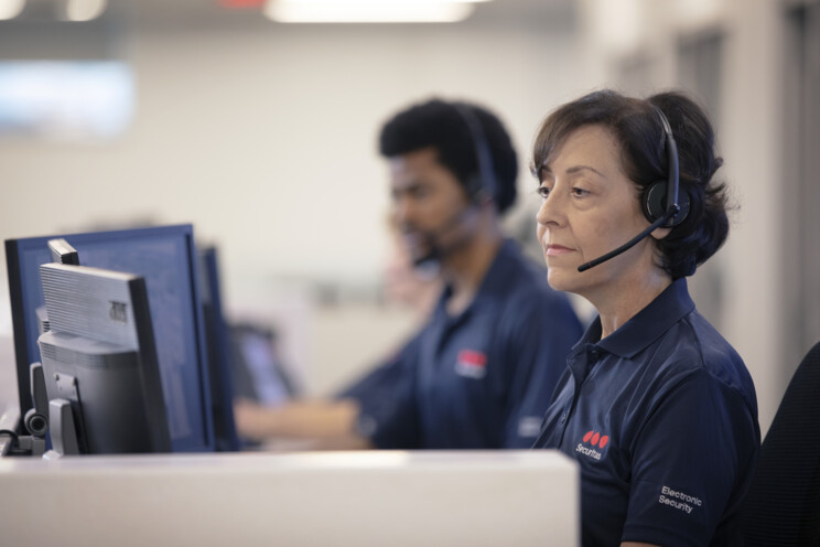 Remote guard monitoring security cameras with AI-powered technology to detect threats and reduce false alarms.