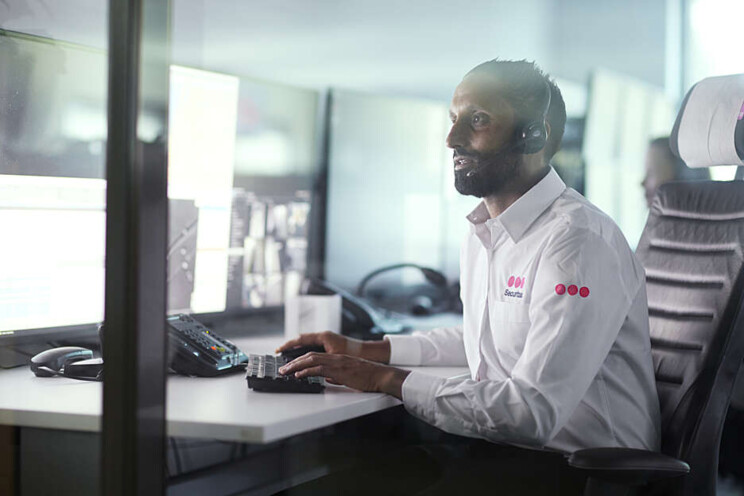 Employee using a computer